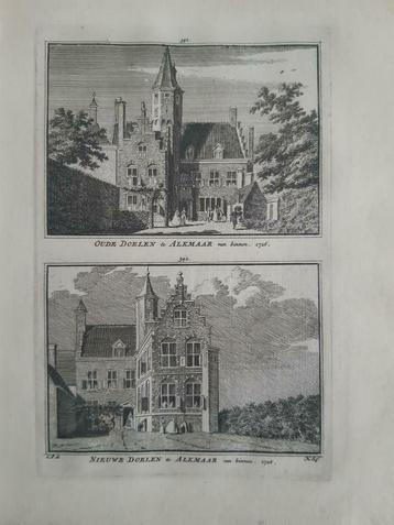 341-342*/ Oude Doelen en Nieuwe Doelen Alkmaar gravure 1752 beschikbaar voor biedingen