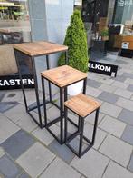 Industriële Bijzettafels 3Delig Mangohout , Minder dan 55 cm, Vierkant, Nieuw, Ophalen of Verzenden