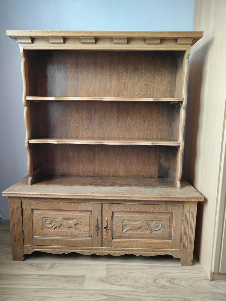 Antieke Eiken Boekenkast met deuren, Huis en Inrichting, Kasten | Buffetkasten, Gebruikt, 100 tot 150 cm, 25 tot 50 cm, Eikenhout