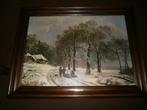 B.C. Koekkoek, Winterlandschap, olieverf, kopie, China, Ophalen of Verzenden