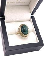 Vintage 14 K Gouden Ovaal Malachiet Camee Ring, Sieraden, Tassen en Uiterlijk, Ophalen, Tieman Juweliers Vintage Sieraden, -, Zo goed als nieuw