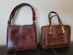 2 vintage slangenlederen damestassen, Sieraden, Tassen en Uiterlijk, Tassen | Damestassen, Ophalen of Verzenden, Zo goed als nieuw