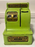 Uncle Sam’s 3-Coin Register Bank Vintage Blikken spaarpot, Verzenden, Gebruikt, Metaal of Blik, Overige thema's