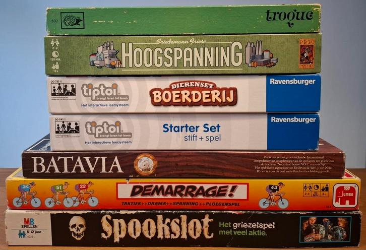 Pakket oa Hoogspanning, Tiptoi, Demarrage, Spookslot, Troque, Hobby en Vrije tijd, Gezelschapsspellen | Bordspellen, Gebruikt
