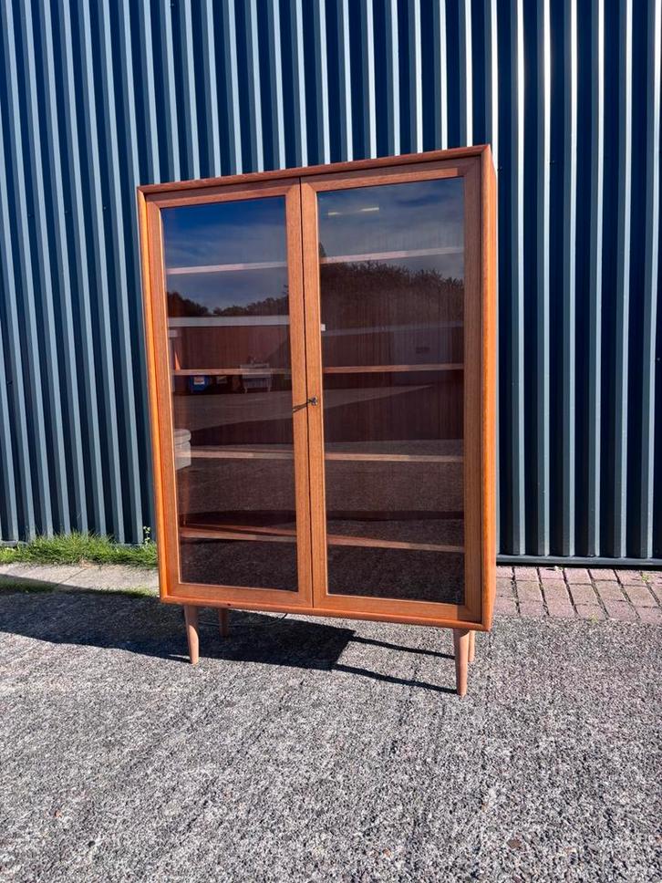 Vitrinekast boekenkast kast vintage, Huis en Inrichting, Kasten | Vitrinekasten, Gebruikt, 50 tot 100 cm, 25 tot 50 cm, Ophalen