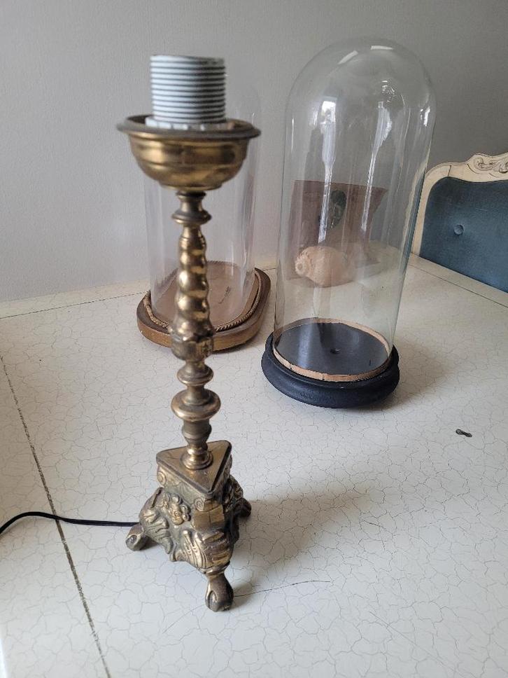 Antieke zwaar koperen lampenvoet, Antiek en Kunst, Antiek | Lampen, Ophalen of Verzenden