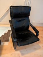 Poang stoel ikea zwart leer, Huis en Inrichting, Fauteuils, Ophalen, Zo goed als nieuw, Leer, 50 tot 75 cm