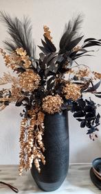 Groot bloemstuk zijdebloemen kunstbloemen zwart goud, Huis en Inrichting, Nieuw, Ophalen of Verzenden