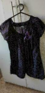 Leuke katoenen zwarte tuniek/jurkje met paarse print Maat M, Ophalen of Verzenden, Zo goed als nieuw, Zwart