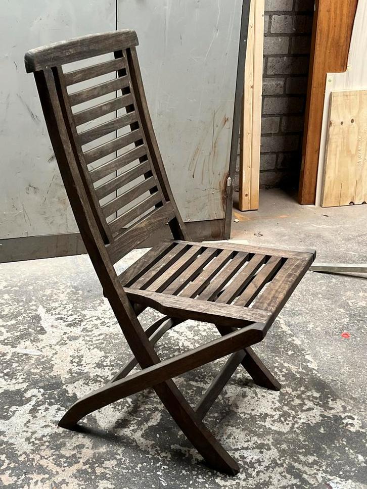 Teakhouten klapstoel, Tuin en Terras, Tuinstoelen, Gebruikt, Teakhout, Inklapbaar, Ophalen