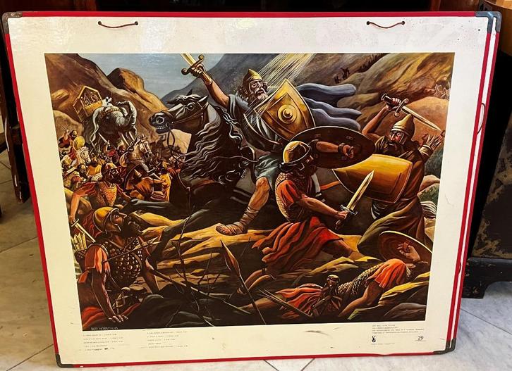 Oude schoolplaat nr. 29: Judas de machabeer *, Antiek en Kunst, Antiek | Schoolplaten, Ophalen