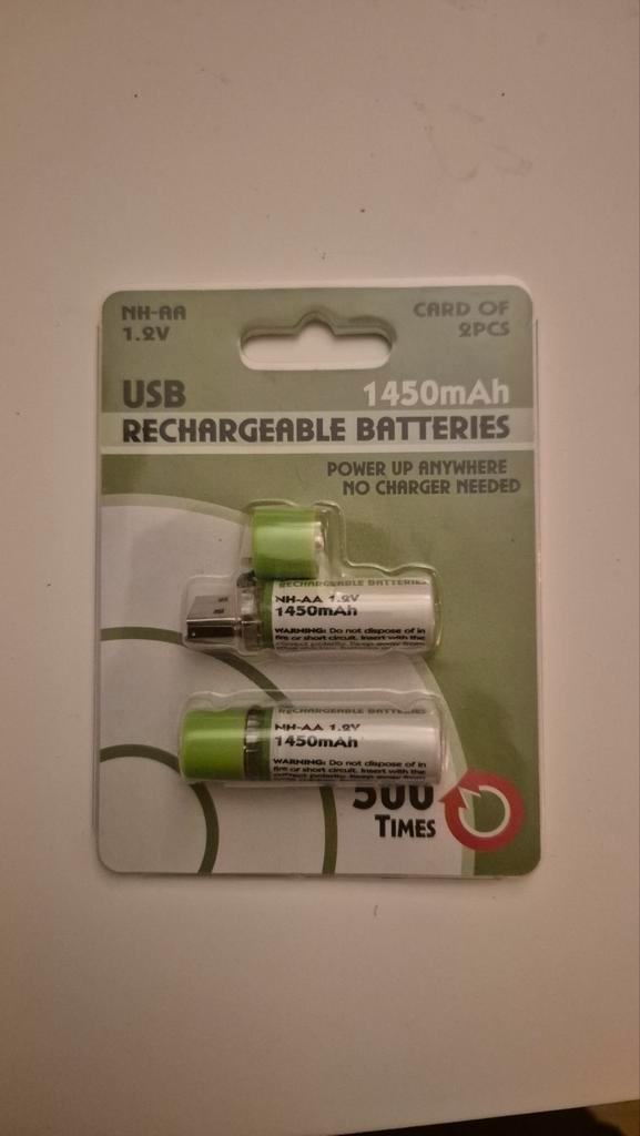 USB Oplaadbare Batterijen NH-AA 1.2V 1450mAh - 2 Stuks, Audio, Tv en Foto, Accu's en Batterijen, Nieuw, Oplaadbaar, Ophalen of Verzenden