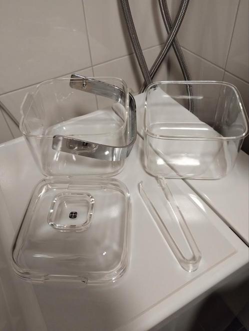 Vintage jaren 70 Guzzini acryl met chroom ijsblokjes houder, Huis en Inrichting, Keuken | Keukenbenodigdheden, Ophalen of Verzenden