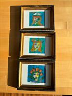 3x Zeefdruk Vrouw, Ingelijst - 18x22cm, Ophalen