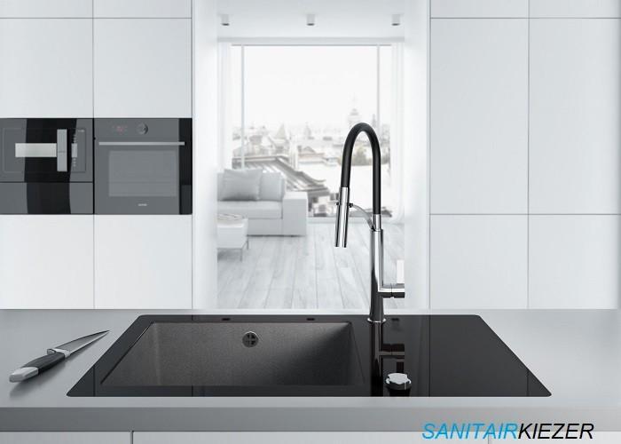 Een luxe matzwarte keukenkraan met handdouche Gerbera, Huis en Inrichting, Keuken | Keukenbenodigdheden, Nieuw, Verzenden