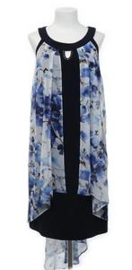 Joseph Ribkoff elegant zwart/blauwe voile jurk mt 42, Kleding | Dames, Overige kleuren, ., Maat 42/44 (L), Joseph Ribkoff