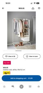 IKEA Mulig Kledingrek - Wit - 99x152 cm, Ophalen, Gebruikt
