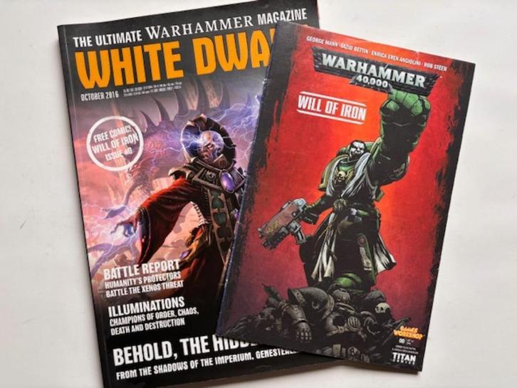 Warhammer White Dwarf oct 2016, incl comic :  Will of Iron, Hobby en Vrije tijd, Wargaming, Zo goed als nieuw, Warhammer, Ophalen of Verzenden
