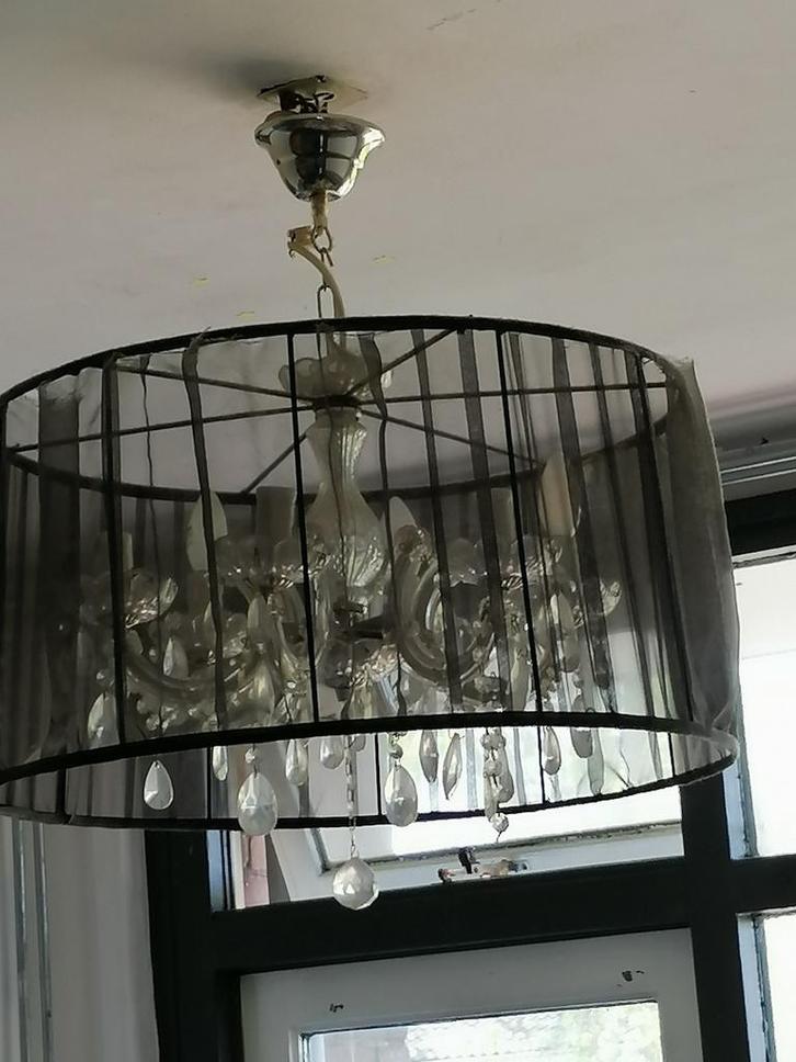 Gothic Lamp met Kleine Fitting, Huis en Inrichting, Lampen | Hanglampen, Gebruikt, Minder dan 50 cm, Glas, Metaal, Stof, Ophalen of Verzenden