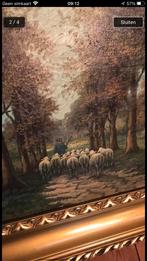 Prachtig olieverfschilderij van een herder met zijn schapen, Ophalen of Verzenden