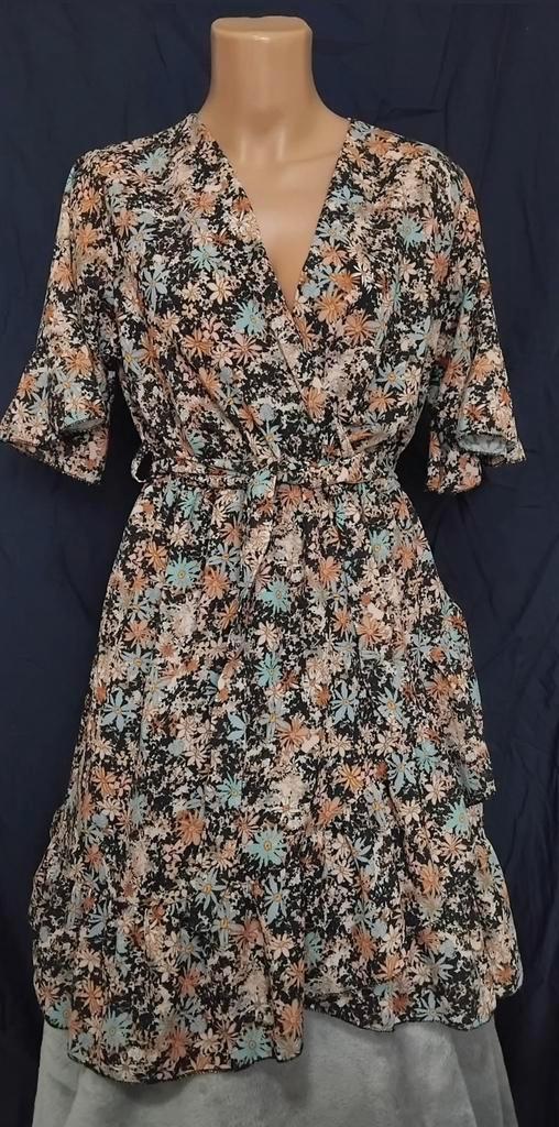 z.g.a.n.! Super leuk en stoer Gebloemd Jurkje mt M., Kleding | Dames, Jurken, Zo goed als nieuw, Zwart, Boven de knie, Ophalen of Verzenden