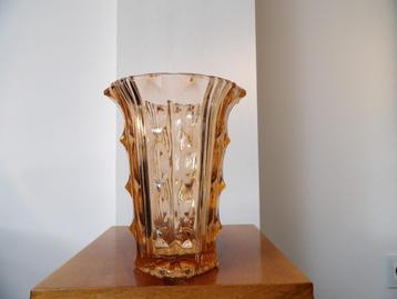Art Deco Boheemse Vaas Stolzle, orange beschikbaar voor biedingen