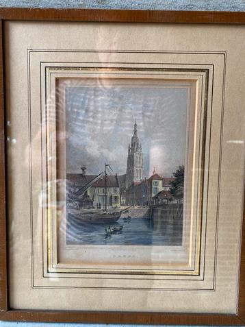 Oude prent van Breda in lijst beschikbaar voor biedingen