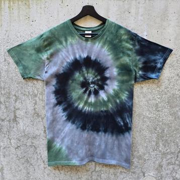Spiral tie dye groen - grijs - zwart t-shirt unisex maat XL beschikbaar voor biedingen