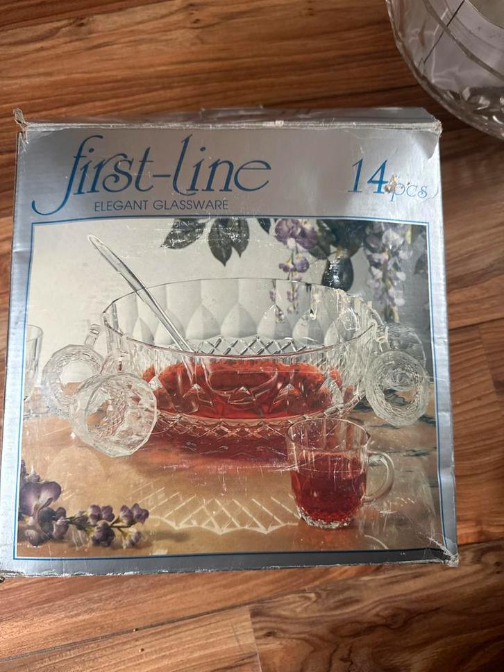 First-Line Glazen Punch Set - 14 Delig, Huis en Inrichting, Keuken | Servies, Zo goed als nieuw, Glas of Glazen, Overige stijlen