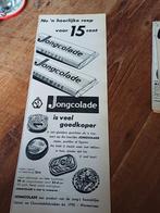 Advertentie De Jong cacao Wormerveer Jongcolade reep 1954, Verzamelen, Overige typen, Gebruikt, Ophalen of Verzenden