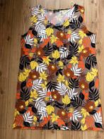 gebloemde jurk geel oranje zwart mouwloos Norah maat 48, Overige kleuren, Maat 46/48 (XL) of groter, Ophalen of Verzenden, Zo goed als nieuw