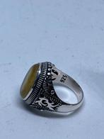 Zilveren heren ring met natuurlijke amber maat 24, Sieraden, Tassen en Uiterlijk, Ringen, 20 of groter, Nieuw, 5646JA, Info@zilverenedelstenen.nl