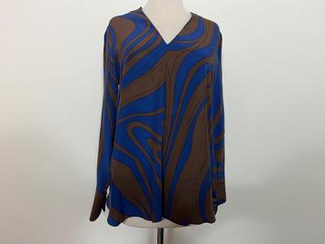 Nieuw blauw/bruin viscose shirt top blouse La Salle 36