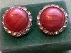 VINTAGE OORCLIPS ROOD MET GLINSTERENDE STEENTJES VOOR 4.00, Sieraden, Tassen en Uiterlijk, Antieke sieraden, Ophalen of Verzenden