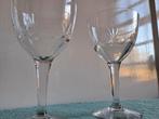 Kristallen wijnglazen met gravure, Antiek en Kunst, Antiek | Glas en Kristal, Ophalen of Verzenden