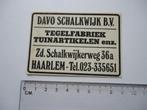 sticker Oud Haarlem Davo schalkwijk tegel fabriek retro, Verzamelen, Verzenden