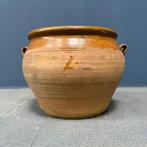 Oude grote Franse aardewerk pot met okergeel glazuur plant, Antiek en Kunst, Antiek | Keramiek en Aardewerk, Ophalen of Verzenden