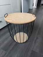 Bijzettafel, zwart metalen draadmand met deksel en handvat, Ophalen, Minder dan 45 cm, Minder dan 55 cm, Metaal of Aluminium