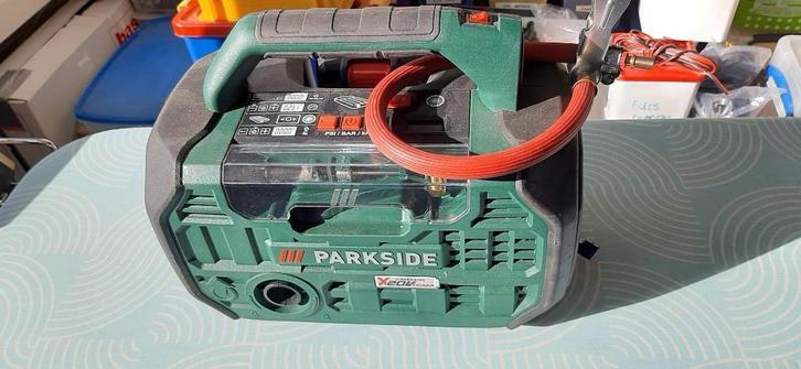 Parkside Accu-compressor en -luchtpomp 20 V, accu en lader, Doe-het-zelf en Verbouw, Compressors, Zo goed als nieuw, 10 bar of meer