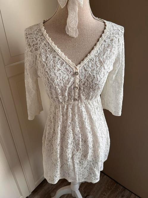 Off-white tuniek met kant van Zidane. Maat XS. Nieuw!, Kleding | Dames, Blouses en Tunieken, Nieuw, Maat 34 (XS) of kleiner, Wit