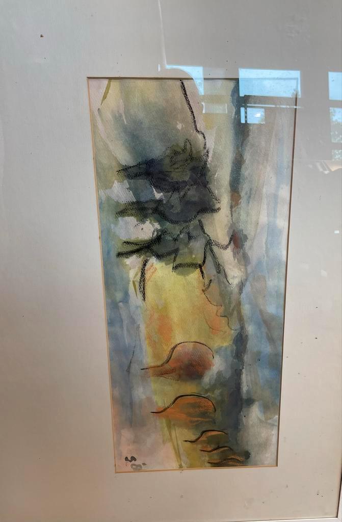Abstract Aquarel Schilderij gesigneerd, Antiek en Kunst, Kunst | Tekeningen en Foto's, Ophalen of Verzenden