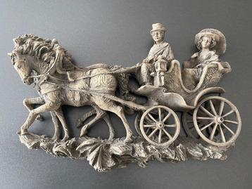 Wanddecoratie koets met paarden vintage beschikbaar voor biedingen