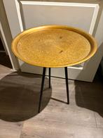 Bijzettafel goud zwarte poten, Huis en Inrichting, Tafels | Bijzettafels, 45 tot 60 cm, Minder dan 55 cm, Rond, Ophalen of Verzenden