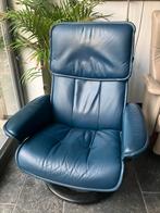 Stressless leren fauteuil in blauw, Huis en Inrichting, Ophalen, 75 tot 100 cm, 50 tot 75 cm