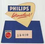 prijs-reclamestandaard PHILIPS fiscale zegel 1955, Ophalen of Verzenden, Gebruikt, Reclamebord