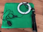 Ringlamp op statief groen doek studio vlog starter kit, Ophalen of Verzenden, Zo goed als nieuw, Complete fotostudio