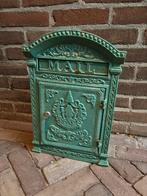 brievenbus gietijzer blauw/groen franse style, Tuin en Terras, Brievenbussen, Ophalen of Verzenden, Zo goed als nieuw, IJzer, Wandbrievenbus