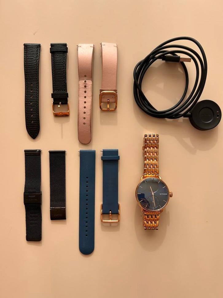 Withings Scanwatch Blauw/Goud + Extra Bandjes, Sieraden, Tassen en Uiterlijk, Horloges | Dames, Gebruikt, Polshorloge, Overige merken