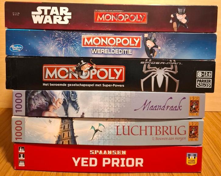Pakket oa Monopoly Yed Prior Puzzels 1000 stukjes 999 games, Hobby en Vrije tijd, Gezelschapsspellen | Bordspellen, Gebruikt, Een of twee spelers