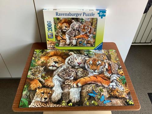 Puzzel dutje doen dieren leeuw witte tijger cheetah 200XXL, Kinderen en Baby's, Speelgoed | Kinderpuzzels, Zo goed als nieuw, 6 jaar of ouder